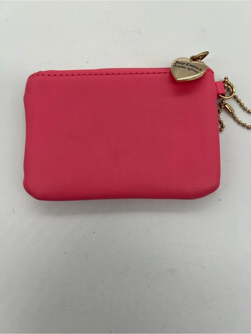 Juicy Couture Hot Pink Coin Pouch with Gold Heart Charm